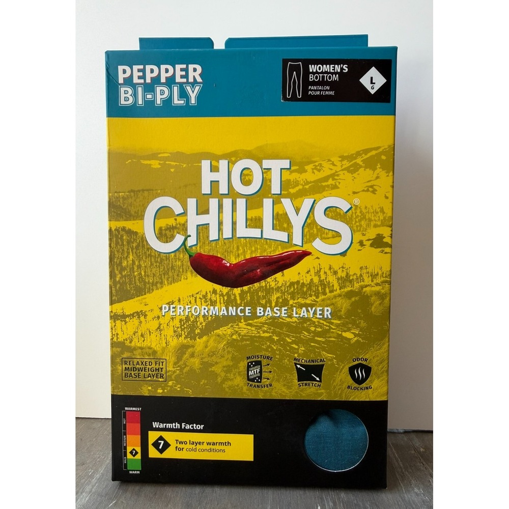Hot Chillys Base Layer Women Large Pepper Bi-Ply Thermal Pants Blue PB3072 NIB